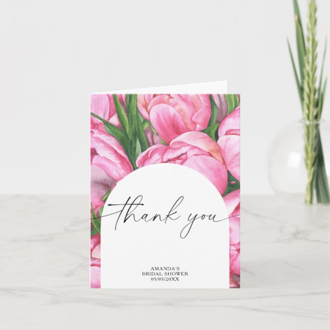 Aquarelle pivoines - merci douche nuptiale (Devant)