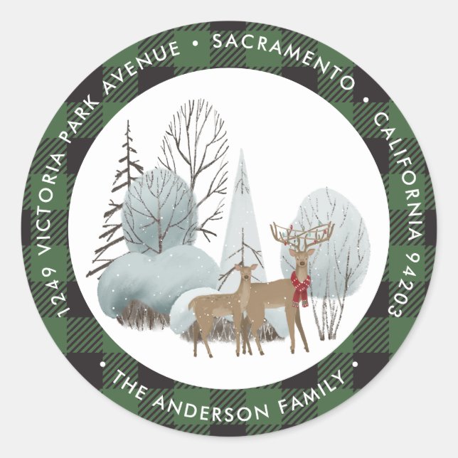 Aquarelle Plaid Noël Retourner l'adresse Étiquette (Devant)