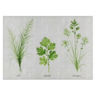 Aquarelle Planche à découper en verre Herb