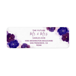 Aquarelle Plum Floral Purple Mr & Mrs Mariage