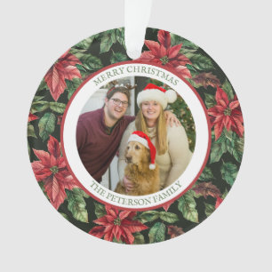 Aquarelle Poinsettia fleur motif Photo de famille