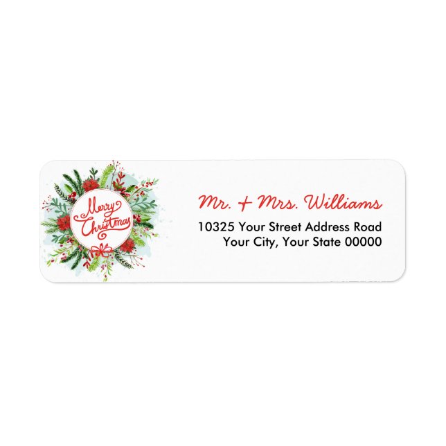 Aquarelle Poinsettia Wreath Joyeux Noël (Devant)