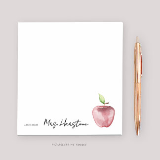 Aquarelle Pomme Note Du Bloc-Notes De L'Enseignant
