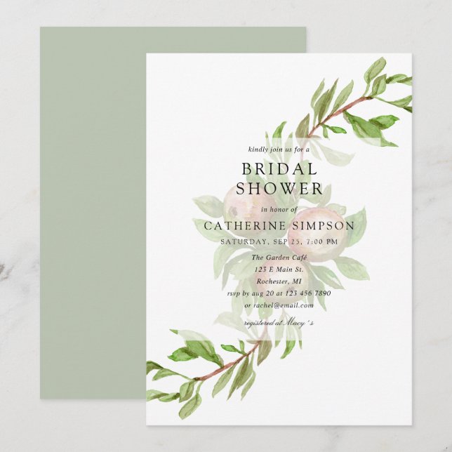 Aquarelle pomme nuptiale invitation (Devant / Derrière)