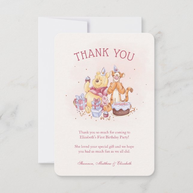 Aquarelle Pooh & Friends| Merci d'anniversaire (Devant)