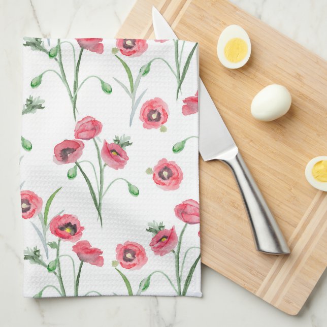 Aquarelle Poppy Field Cuisine Serviette à main (Quart Plié)