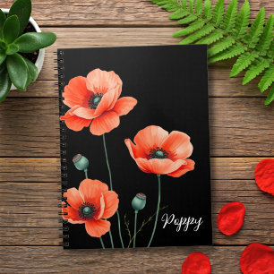 Aquarelle Poppy Fleur Art Nom Carnet Floral