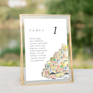 Aquarelle Positano Italie 5x7" Cartes de table Mar