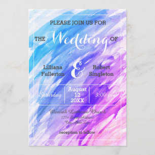 Aquarelle pourpre bleue - faire-part de mariage
