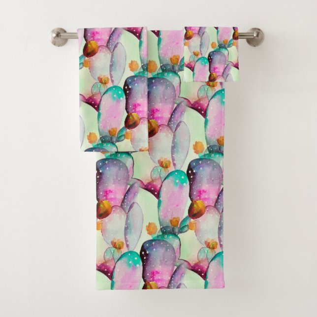 Aquarelle Prickly Pear Cactus Motif (En situation)