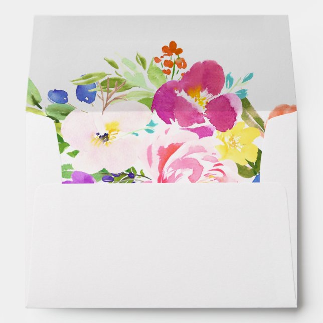 Aquarelle Printemps fleurit Enveloppe florale (Dos (Bas))