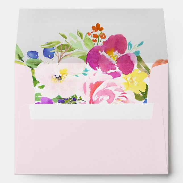 Aquarelle Printemps fleurit Enveloppe florale II (Dos (Bas))
