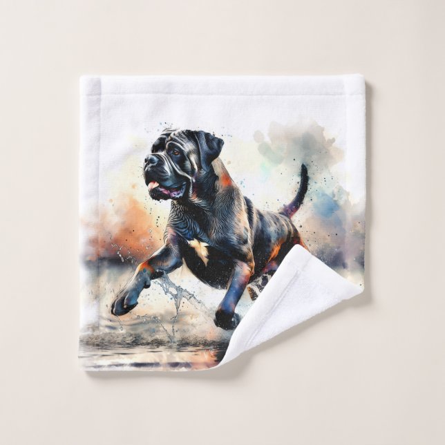 Aquarelle puissante Canne Corso chien (Gant de toilette)