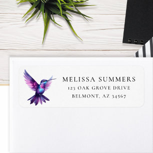 Aquarelle Purple Colibri Adresse de retour Label