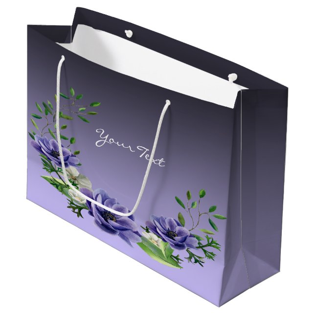 Aquarelle Purple Fleurs Sac cadeau (Devant Angle)