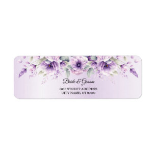 Aquarelle Purple Floral Adresse de retour Label
