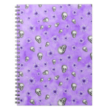 Aquarelle Purple Floral Crâne Note livre