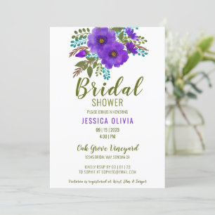 Aquarelle Purple Floral Douche nuptiale Invitation
