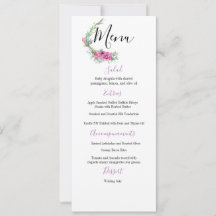 Aquarelle Purple Floral Élégant Menu Mariage