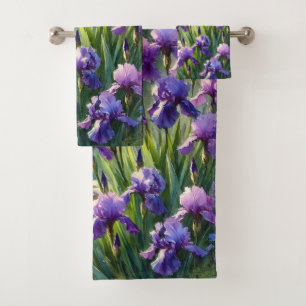 Aquarelle Purple Irises Floral