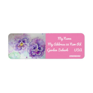 Aquarelle Purple Pansy Retourner les étiquettes d'