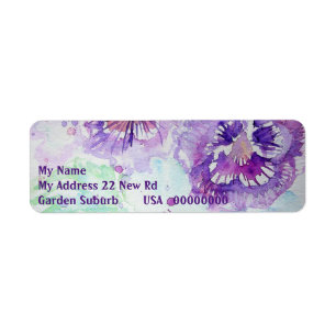 Aquarelle Purple Pansy Retourner les étiquettes d'