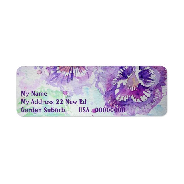 Aquarelle Purple Pansy Retourner les étiquettes d' (Devant)
