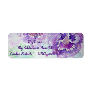 Aquarelle Purple Pansy Retourner les étiquettes d'