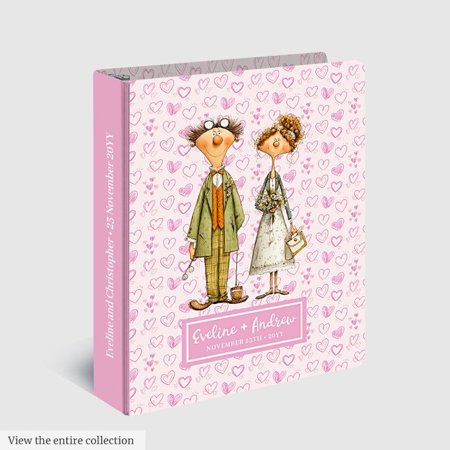 Aquarelle Quirky Mariage Photo en mémoire Classeur (Watercolor Quirky Wedding Binder  Memory Photo Album)