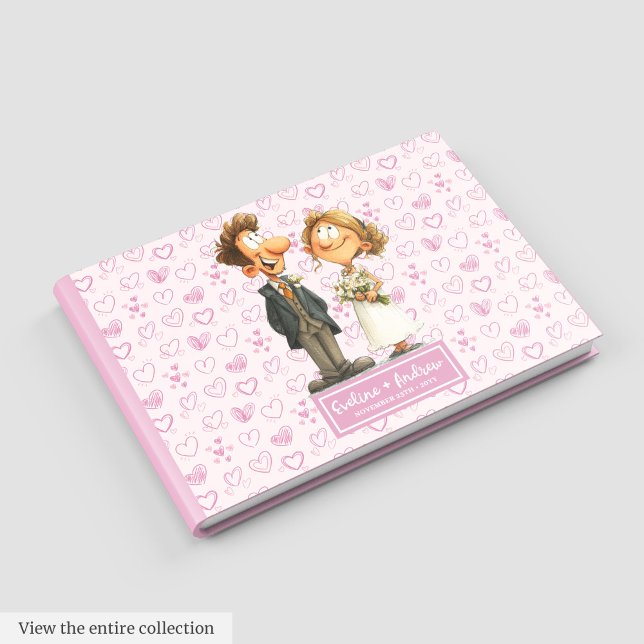 Aquarelle Quirky Newlyweds Livre d'invités Album (Watercolor Quirky Newlyweds Guest book Album)