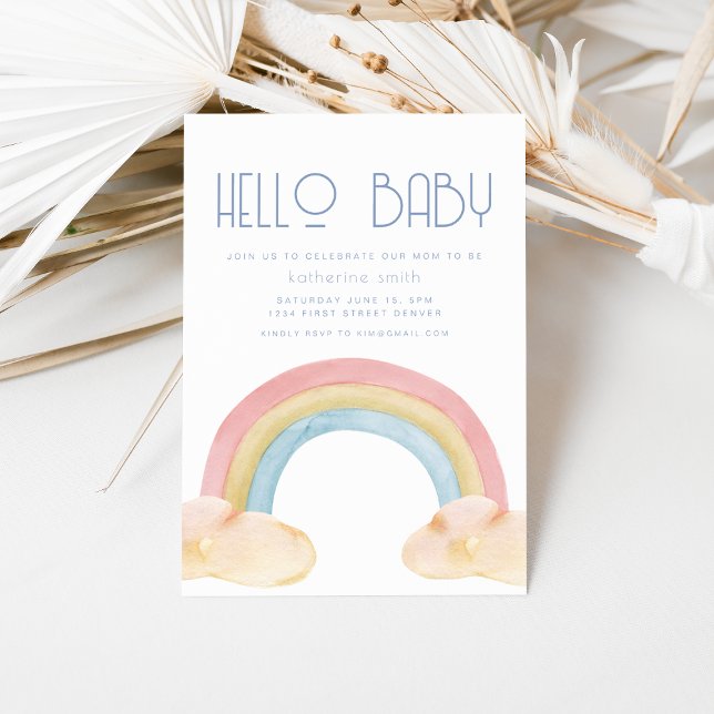 Aquarelle Rainbow Baby shower Party Invitation (Créateur téléchargé)