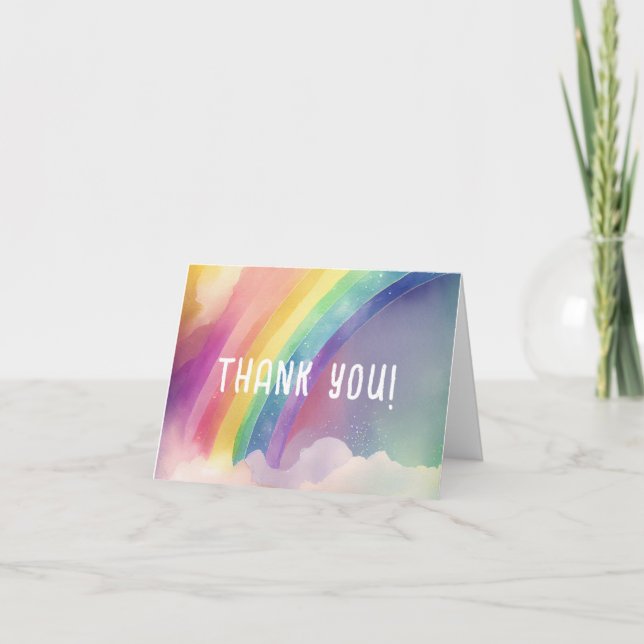 Aquarelle Rainbow Clouds Carte de remerciements (Devant)