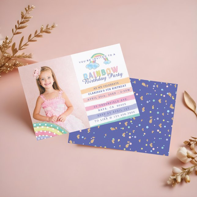 Aquarelle Rainbow Stripes Baby shower Invitation (Watercolor Rainbow Stripes Baby Shower Invitation)