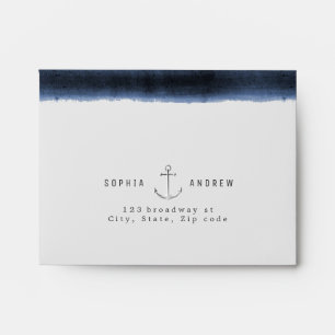 Aquarelle rayures de marine et ancre Enveloppe RSV
