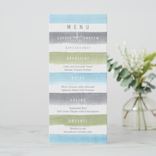 Aquarelle rayures de plage rustique menu de mariag