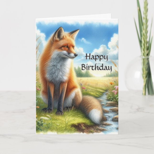 Aquarelle Renard rouge adulte par Stream Carte d'a (Devant)