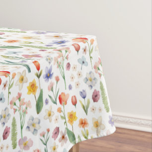 Aquarelle Ressort Nappe Florale   Fête du jardin