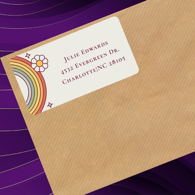 Aquarelle rétro Étiquette de adresse arc-en-ciel (Créateur téléchargé)