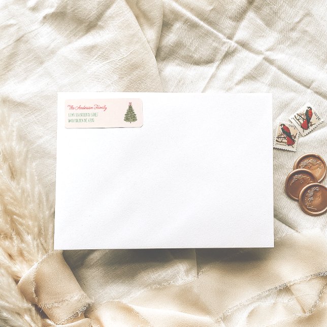 Aquarelle rétro Rouge Vert sapin de Noël (Créateur téléchargé)