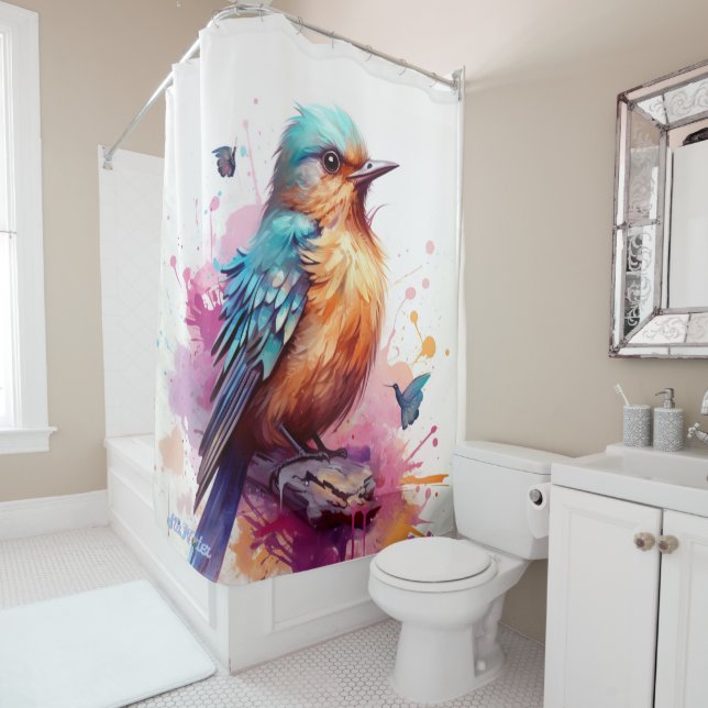 aquarelle rideau de douche (En situation)