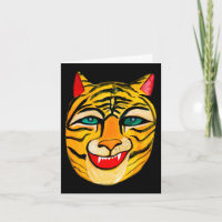 Aquarelle Rire Tiger Bonne Carte de note d'anniver