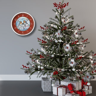 Aquarelle Robes Noël Horloge murale