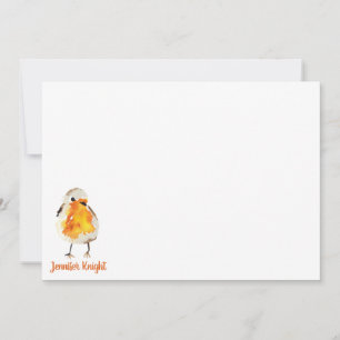 Aquarelle Robin et carte plate de papeterie de