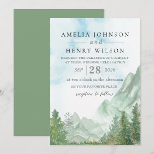 Aquarelle Rocky Mountain Faire-part de mariage