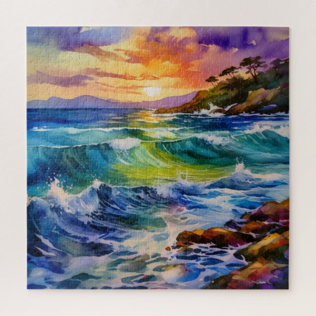 Aquarelle Rocky Shoreline puzzle (Vertical)