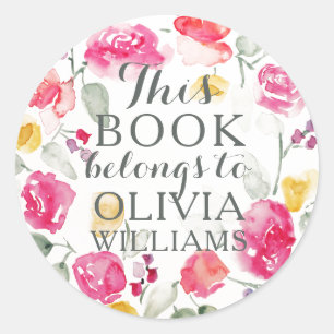 Aquarelle romantique Ce livre appartient à Sticker