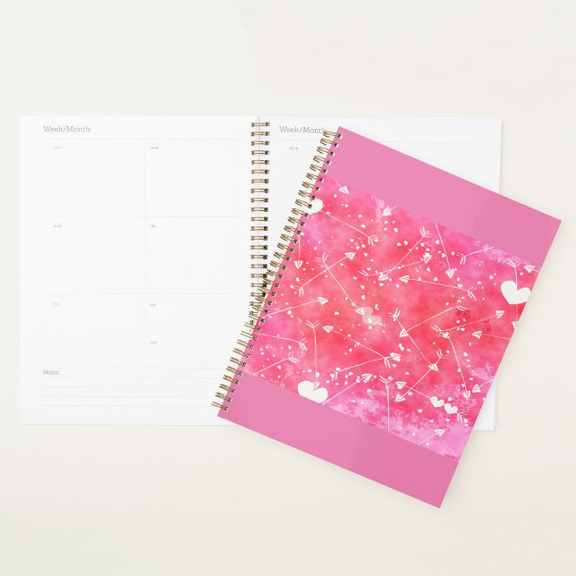 Aquarelle romantique Coeurs et flèches roses Motif (Créateur téléchargé)