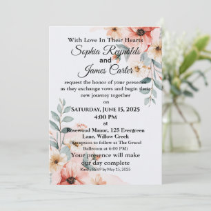 Aquarelle romantique Faire-part de mariage florale