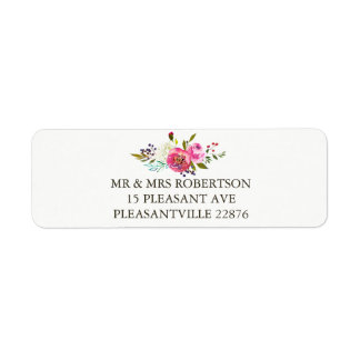 Aquarelle romantique Floral Retour Adresse Étiquet