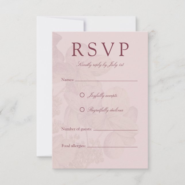 Aquarelle romantique Hydrangée Elégante RSVP (Devant)